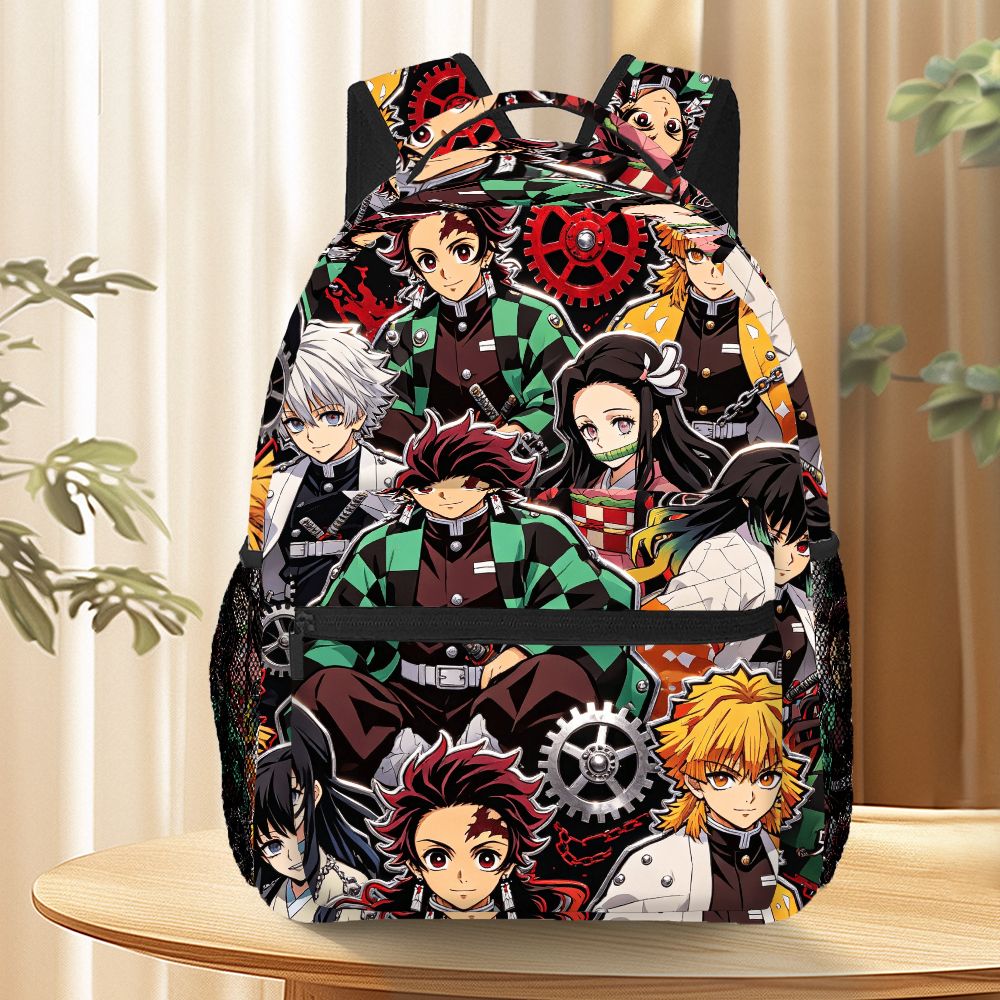 School Backpack Teen - กระเป๋าเป้สะพายหลังลายอนิเมะดาบพิฆาตอสูร ลายทันจิโร่ เนซึโกะ สำหรับวัยรุ่น กระเป๋าเดินทางขนาดใหญ่ กระเป๋าเป้ลำลอง