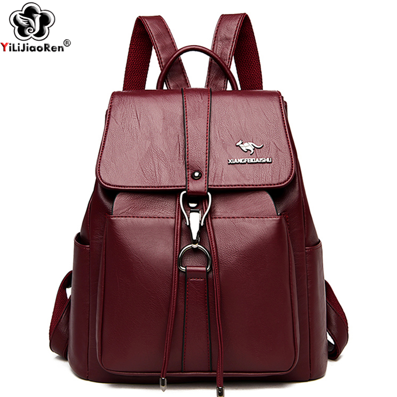 Fashion Backpack Women - กระเป๋าเป้สะพายหลังป้องกันการโจรกรรมผู้หญิงกระเป๋าสะพายแบรนด์ที่มีชื่อเสียงหนังกระเป๋าเป้สะพายหลังสําหรับสาวขนาดใหญ่ความจุกระเป๋าสุภาพสตรี Back Pack