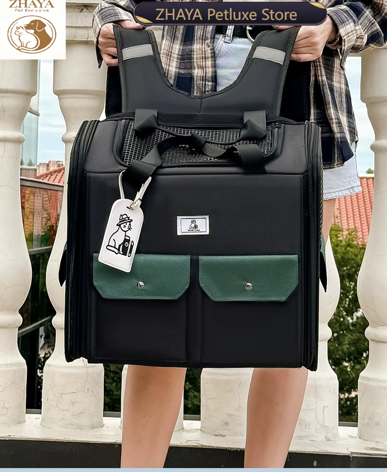 Foldable Backpack Small - กระเป๋าเป้สะพายหลังสำหรับแมวขนาดใหญ่ ZHAYA ระบายอากาศได้ดี เหมาะสำหรับแมวเมนคูนและสุนัขขนาดเล็ก พกพาสะดวกสำหรับการเดินทางและเดินป่า พับเก็บได้