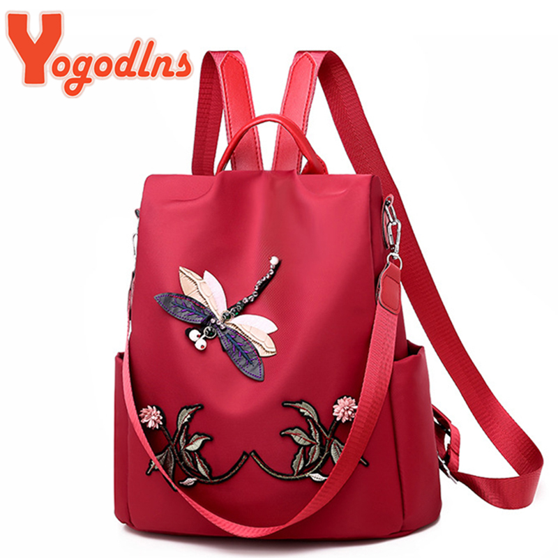 Fashion Backpack Women - Yogodlns กระเป๋าเป้สะพายหลังกันน้ำสำหรับผู้หญิงปักลายแฟชั่น, กระเป๋าเดินทางผ้าอ๊อกซ์ฟอร์ดจุของได้มากกระเป๋าใส่แล็ปท็อปอเนกประสงค์