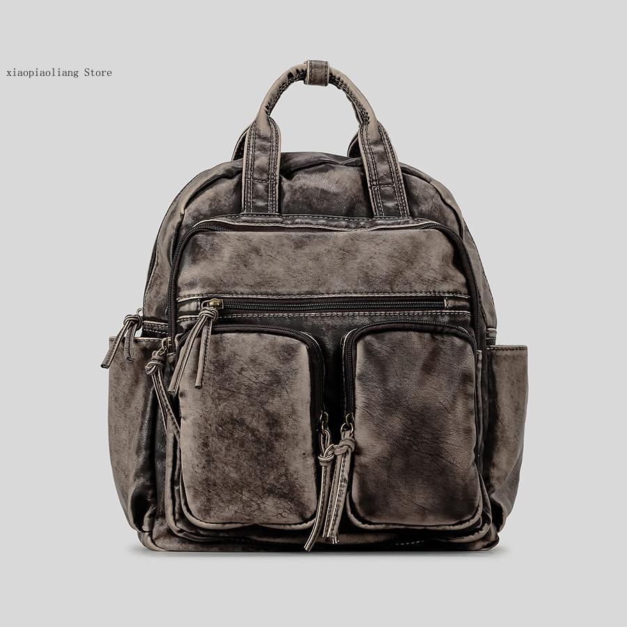 กระเป๋าเป้หนัง PU ล้างนุ่มหรูห - Leather Backpack Vintage บทวิจารณ์และราคา