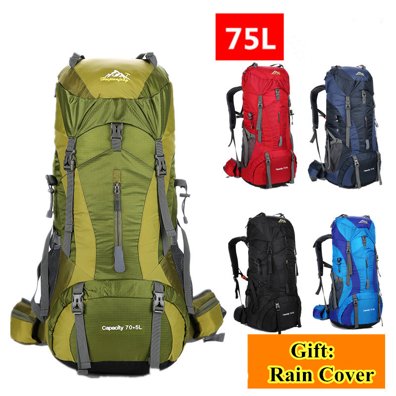75L ผู้ชายผู้หญิงเดินป่ากลางแจ - Rain Cover Backpack บทวิจารณ์และราคา