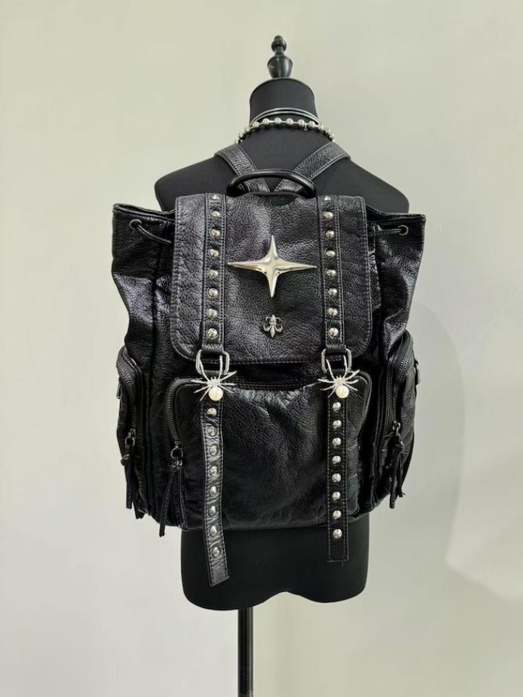 โกธิคพังค์กระเป๋าสะพายหนัง PU  - Leather Backpack Vintage บทวิจารณ์และราคา
