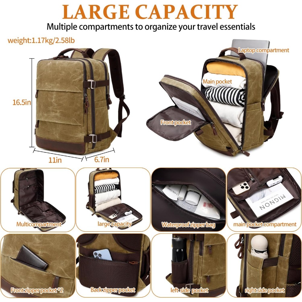 กระเป๋าเป้เดินทางสำหรับผู้ชาย  - Canvas Backpack Casual บทวิจารณ์และราคา