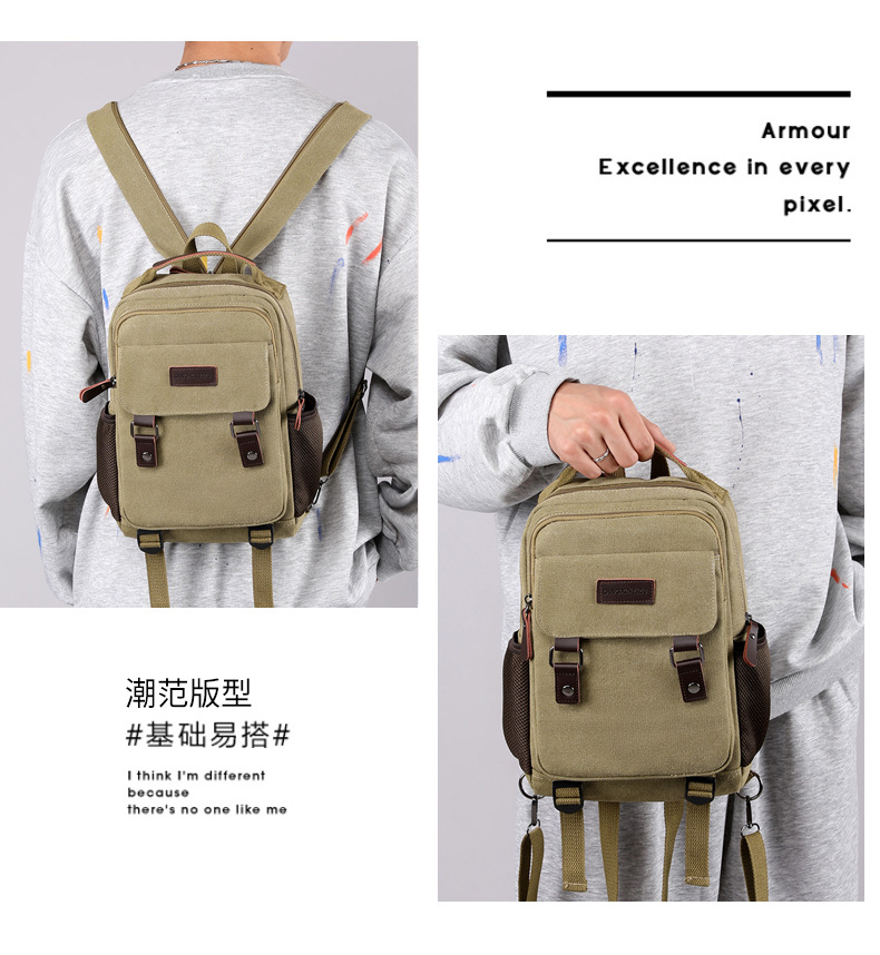 ใหม่ผ้าใบกระเป๋าผู้ชายกระเป๋าเ - Canvas Backpack Casual บทวิจารณ์และราคา